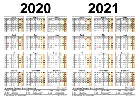 Wir stellen den kalender zur verfügung und sie können ihn selbst ausdrucken. Zweijahreskalender 2020 & 2021 als Excel-Vorlagen zum ...