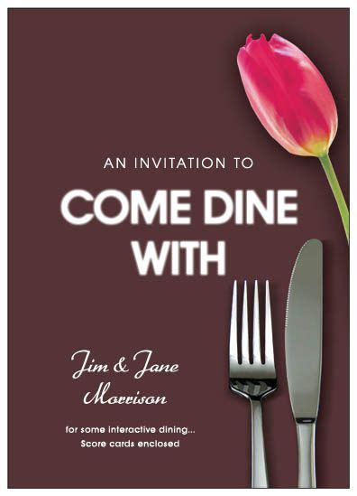 A spinoff from the hugely successful channel 4 reality/cookery tv show, come dine with me presents: Come dine - dinner party invitation with menu and scoring ...