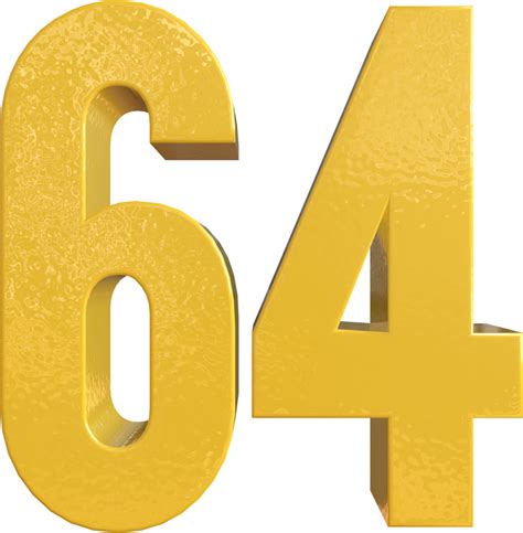 Number 64 Yellow Metal Paint 3d Render 16652960 Png