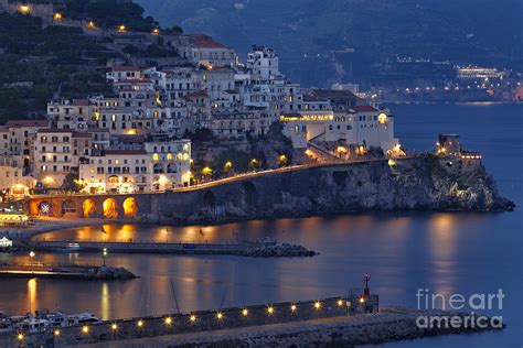 Amalfi Town Night Scenic Photograph By George Oze