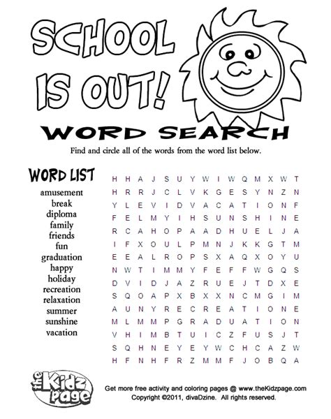 Awesome Clipart For Kids Word Search