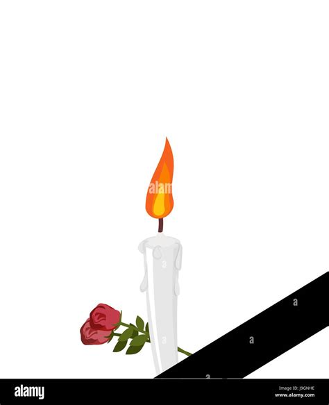 Trauer Rahmen Ein Schwarzes Band Kerzen Und Blumen Isoliert Stock Vektorgrafik Alamy