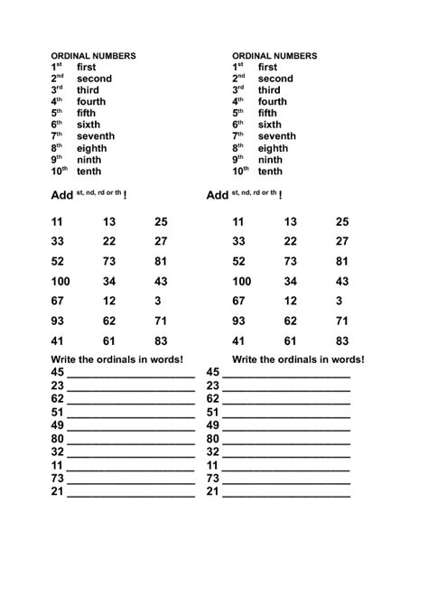 Ordinal Numbers 1 To 30 Worksheets