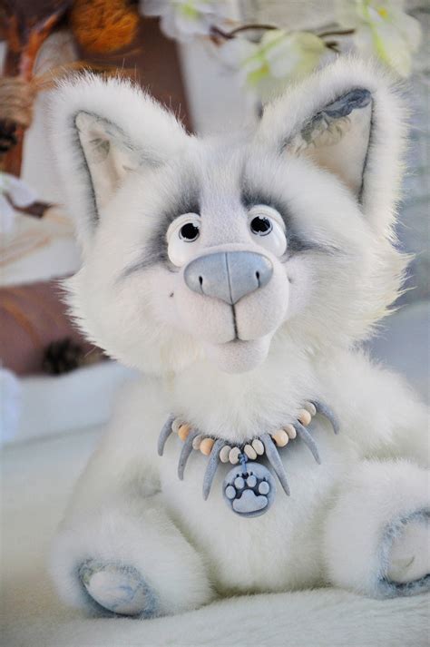 White Plush Puppy Wolf Stuffed Cute Sweet Toy Poseable Soft Etsy