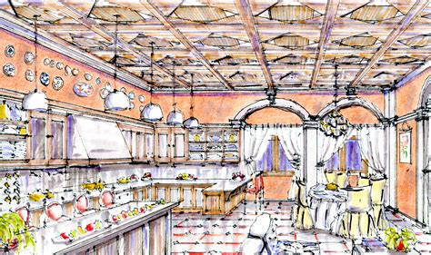 Abstract sketch design of interior dining room stock. Dining room drawing | Places to visit, Sense of place ...
