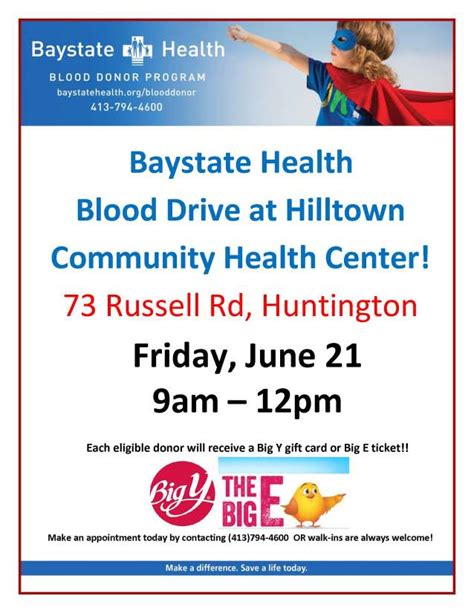 Baystate Health Blood Drive In Huntington June 21st Hilltown