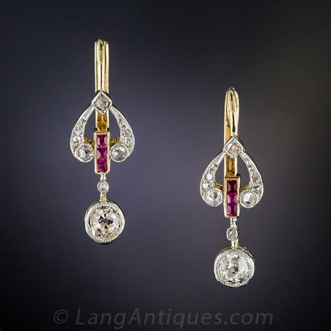 Edwardian Diamond And Ruby Earrings