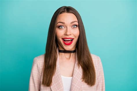 Premium Photo Close Up Portrait Of Delighted Straight Haired Girl