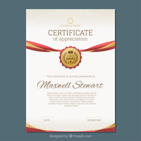Luxury Certificate With Gold And Red Details Vector Free Download