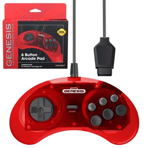 Retro Bit Official Sega Genesis Controller 6 Button Arcade Pad For Sega