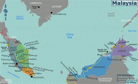 Detailed elevation map of malaysia with roads, cities and airports. Maps of Malaysia | Detailed map of Malaysia in English ...