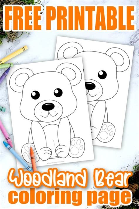 Teddy bear coloring pages for kids. Free Printable Woodland Bear Coloring Page for Kids ...