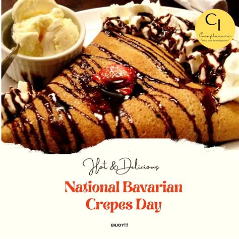 The National Bavarian Crepe Day Flyer Is Displayed On A Plate With Ice