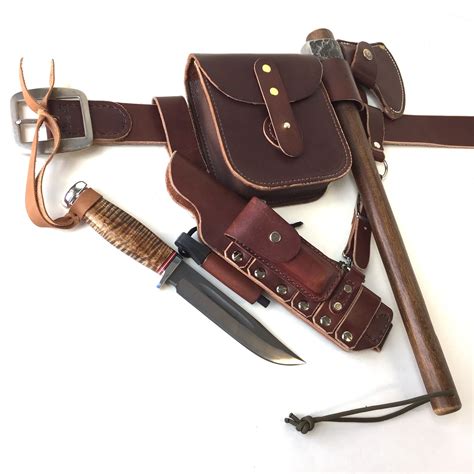 Bushcraft Belt Kit And All Leather By Gillie Leather Knife Bark River