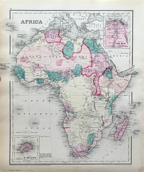 Antique Africa Map Original 1874 Grays Atlas Soudan Etsy