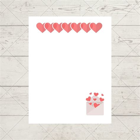Heart Stationary With Lineswithout Line Valentine Printable Etsy