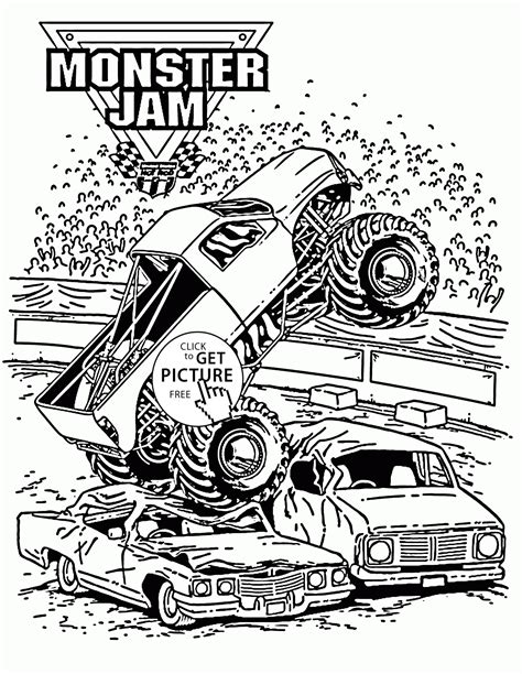 Download Smashing Monster Truck Jam coloring page for kids ...