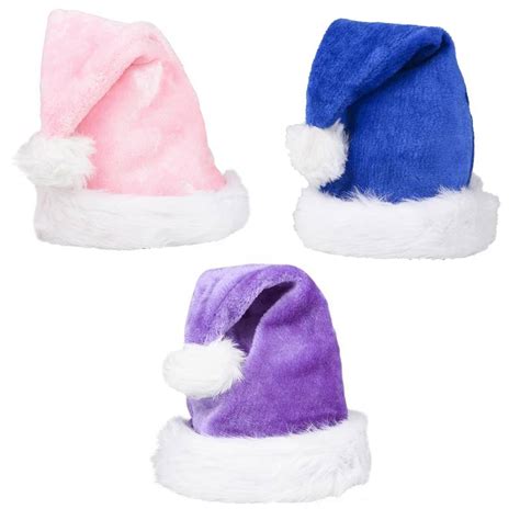 Plush Santa Hat Colors Purple Pink Or Blue Cappels