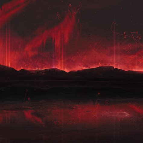 Mountains Art Dark Red Spots 4k Wallpaper 4k