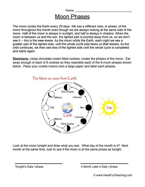 Moon Phases Worksheet 1 Teaching Nonfiction Text Features 5th Grade