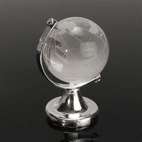 Crystal Glass Frosted World Globe Paperweight Desk Decoration Electronic Pro