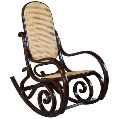 Iconic Thonet Style Bentwood Rocking Chair Natural Cane Rattan Seat