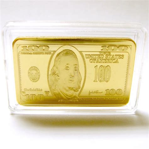 Wholesale 24k Gold Plated Bar Franklin 100 Bill The United States Of