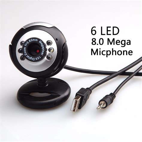Usb Webcam High Definition 80 Mp 6 Led Light Web Camera Buit In