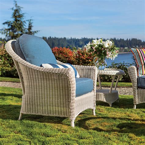 Outdoor Club Chair In White Wicker Traditional Patio Seattle By Thos Baker Houzz