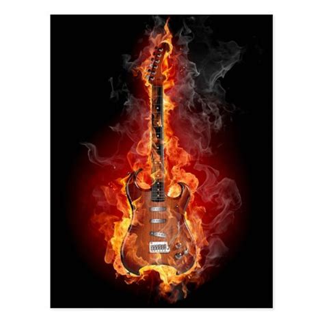 Flaming Rock Guitar Postcard Zazzle