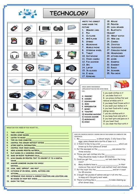 technology worksheet  esl printable worksheets   teachers