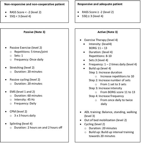 The rass can be used in all hospitalized patients to describe their level of alertness or agitation. Physiotherapy intervention Abbreviations: RASS: Richmond ...