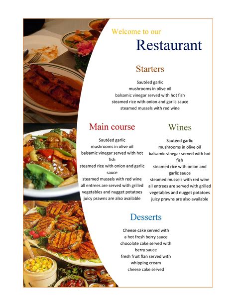 Free Printable Restaurant Menu Templates Of Restaurant Menu Templates