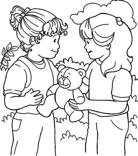 Kindness Is Sharing Toys With Friend Together Coloring Pages  Kids