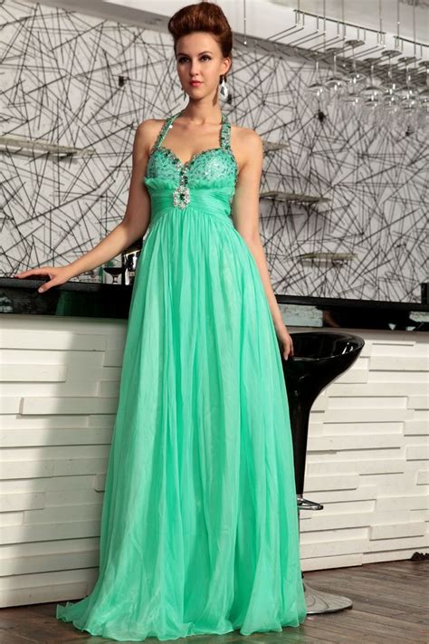 Halter Green Dress Backless Evening Dress Halter Prom Dresses Womens Prom Dresses