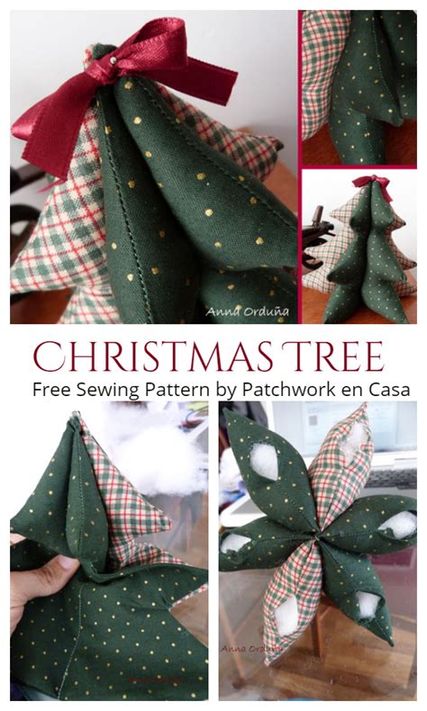 Diy 3d Stuffed Fabric Christmas Tree Free Sewing Patterns Fabric Art