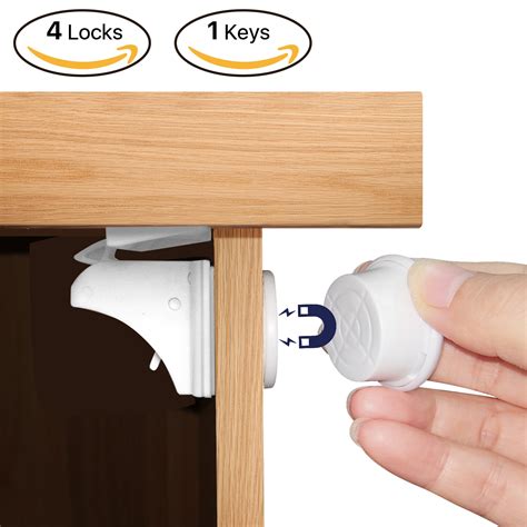 Magnetic Cabinet Lock Baby Proof Lock 4 Locks 1 Key For Drawers