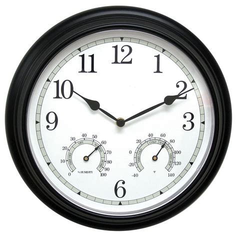If you really need a quick reading of both, then they are your best options. AcuRite 14 in. Black Metal Wall Clock with Analog ...