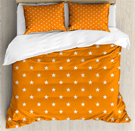 Stars Queen Size Duvet Cover Set Abstract Warm Colored Background With