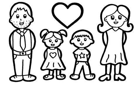 Familia Con Corazón Para Colorear Imprimir E Dibujar Dibujos