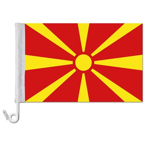 In nordmazedonien läuft der wahlkampf für die anstehende vorgezogene parlamentswahl. Auto-Fahne: Nordmazedonien - Premiumqualität, 9,95