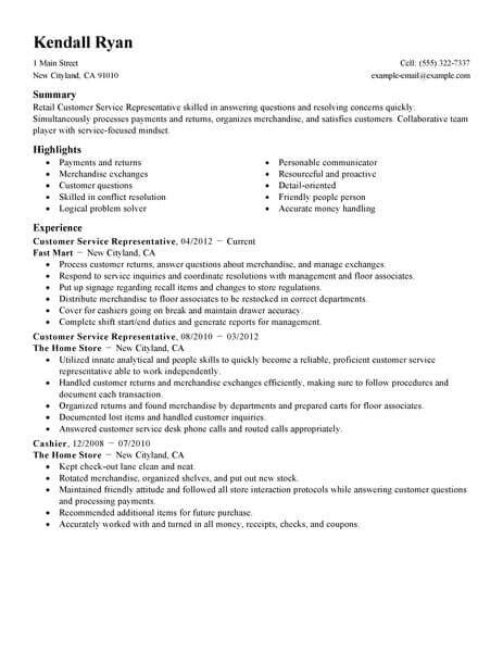 Retail Customer Service Rep Resume Examples For 2023 Livecareer