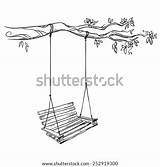 Swing Tree Vector Illustration Porch Swinging Shutterstock Garden Sketch Template sketch template