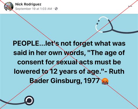 Justice Ginsburg Did Not Advocate Lowering Age Of Consent To 12 Fact