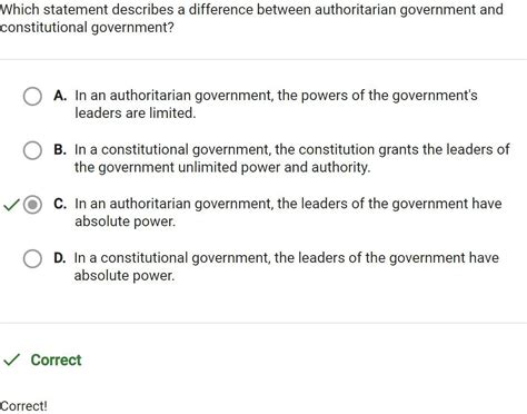 Which Statement Describes A Difference Between Authoritarian Government
