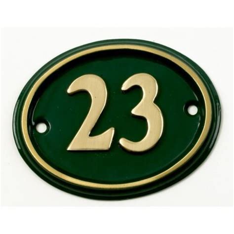 Polished Brass And Green Cast Oval House Number Sign Ebay
