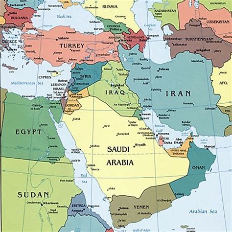 Middle East Capital Cities Map Map Of Middle East Capital Cities By