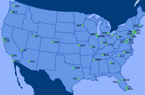 Map Of USA With The Major US Airports Map Air Traffic Control Usa Map