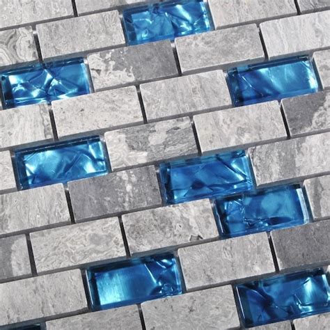 1x2 Subway Tile Mosaic Mini Brick Blue And Gray Etsy