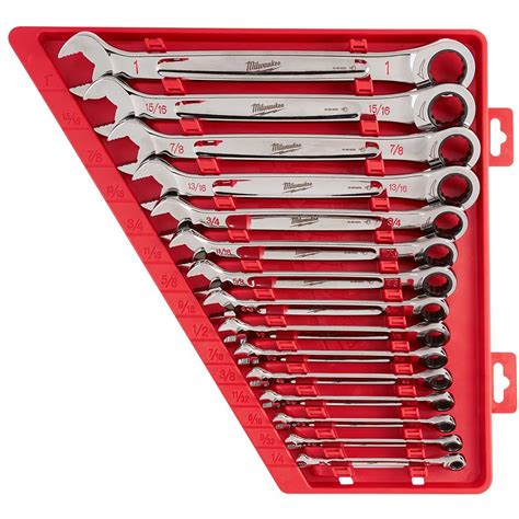 Milwaukee 48229416 15pce Sae Imperial Ratcheting Combination Wrench Set